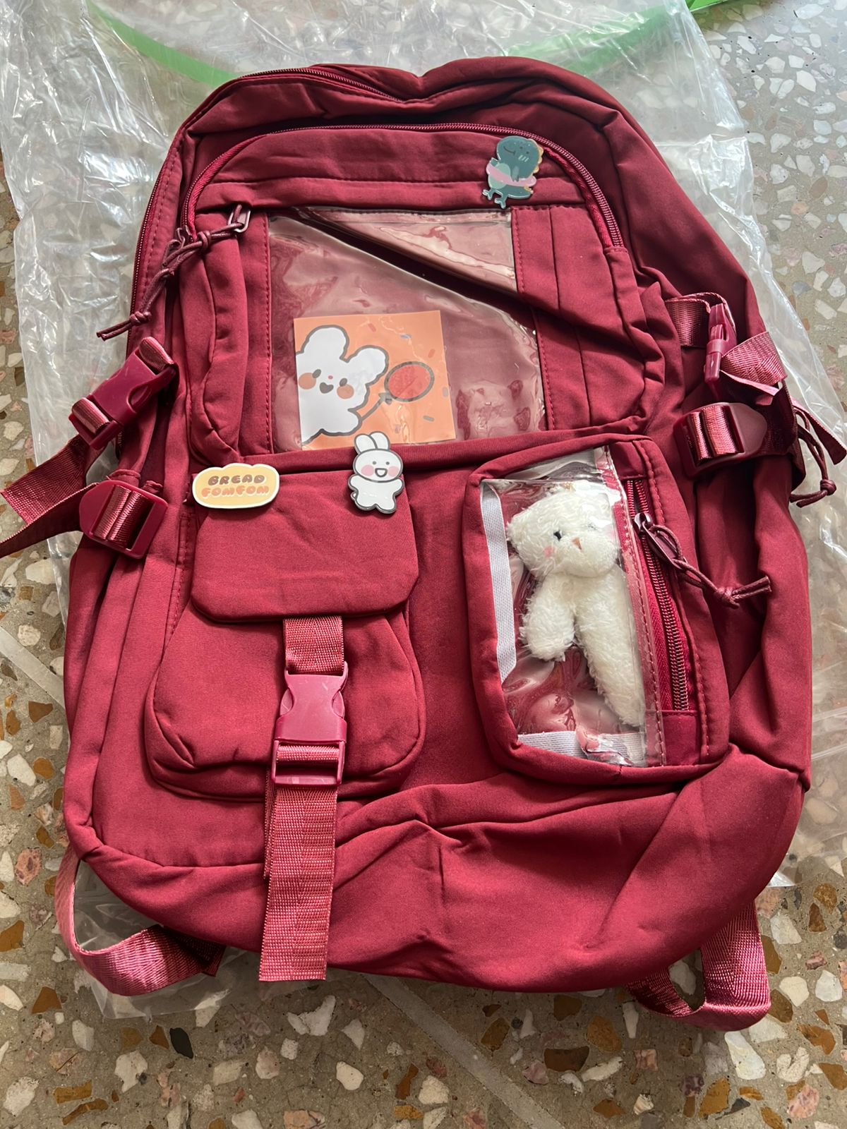 Cute Women Backpack Multi Pocket Canvas School Bag White Student Bag For Teenage Girls