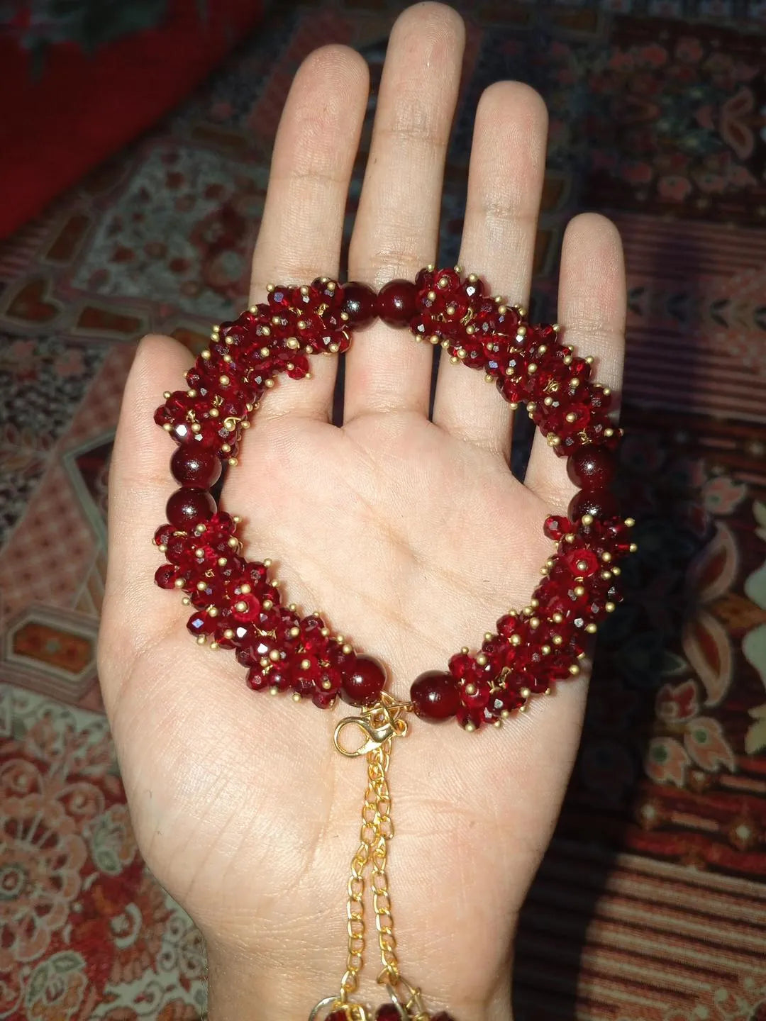 1 Pc Indian Design Gold Plated Crystal Gajrey