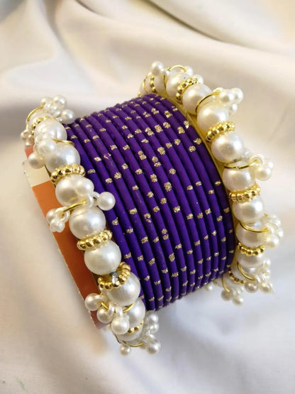 1 Pc Hyderabadi Design Silver Plated Crystal Kara Bangle