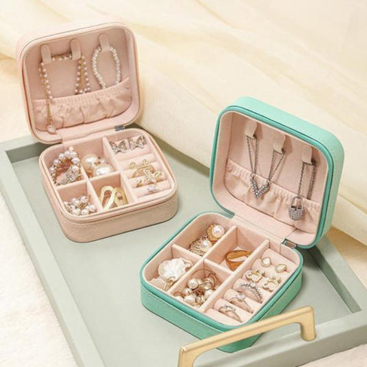 Portable Jewellery Box Pink Soft Storage Case